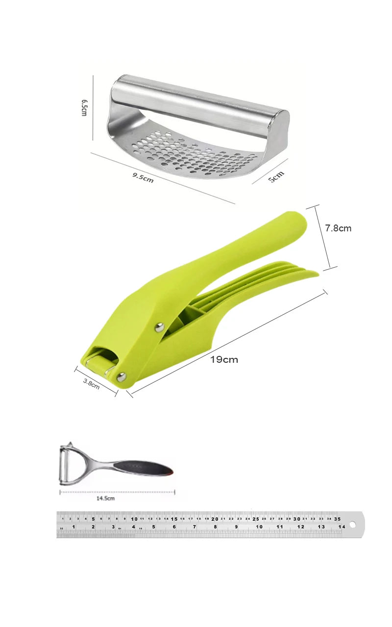 Multifunctional Garlic Press Kitchen Stainless Steel Garlic Crusher Pressing Mash Garlic Sliced For Home Cooking Masher Tool