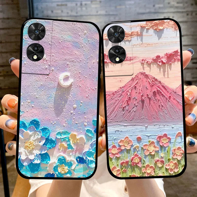 For TCL 50 5G Case 505 50 SE Fashion Cartoon Flowers Soft TPU Silicone Phone Cover For TCL50 XE Nxtpaper Shockproof Coque Fundas